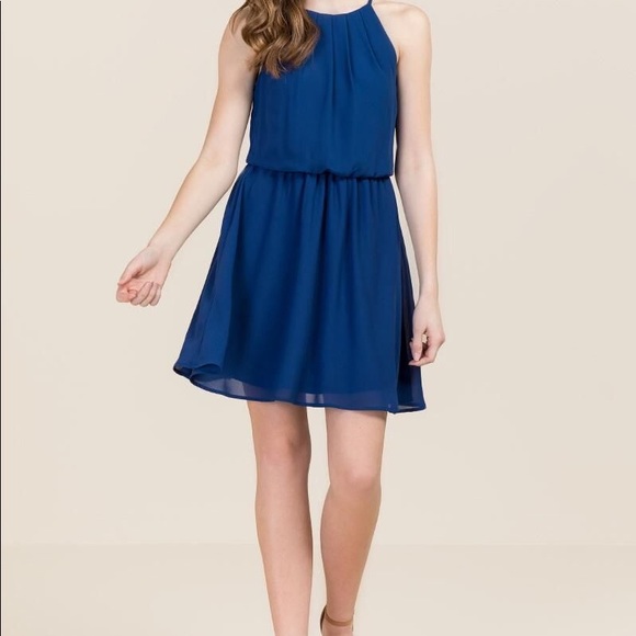 **NWT** LUSH FLAWLESS SOLID DRESS in NAVY - Picture 2 of 4